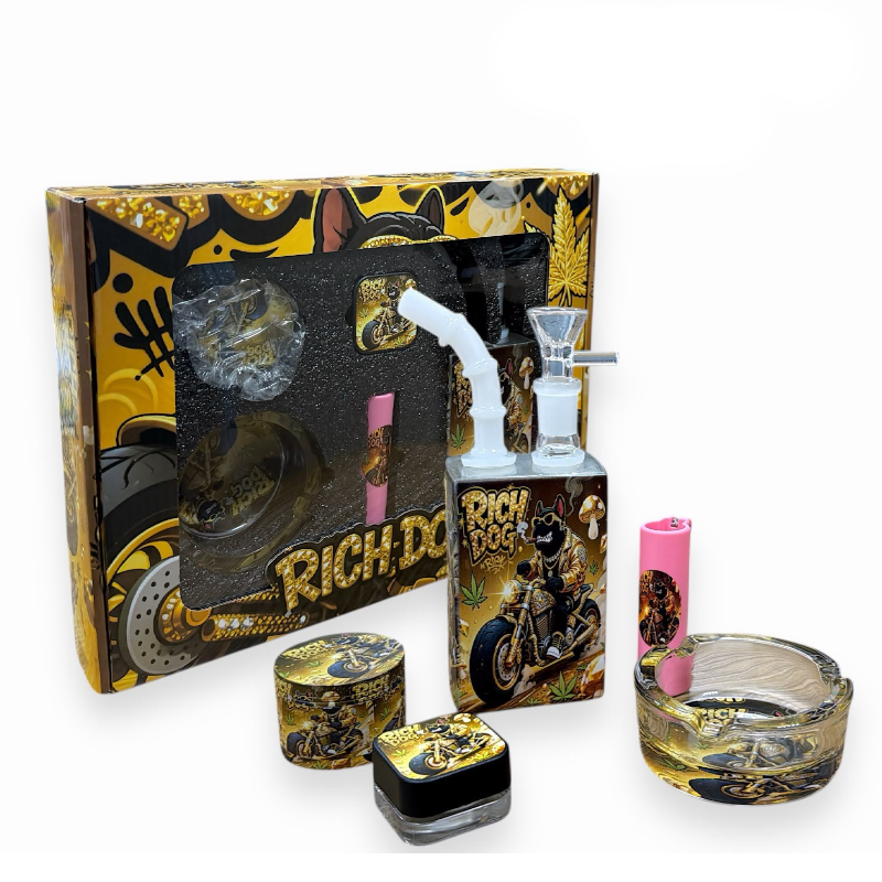 Rich Dog Novelty Gift Set – Bong & Grinder Accessory Set – SET585 / GSO064