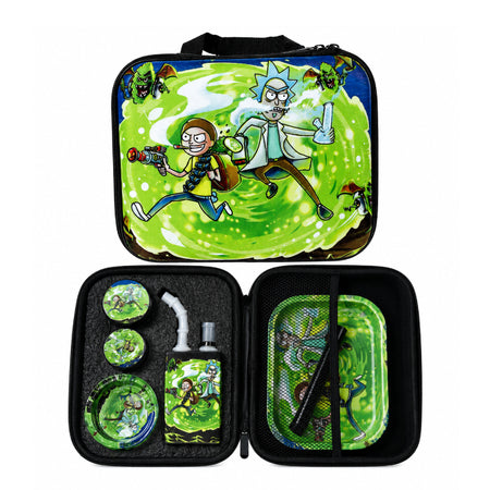 Zipper Set Smoking Rick&Morty with Ashtray, Grinder, Tray, Bong and Containers Gift Set SS-0010