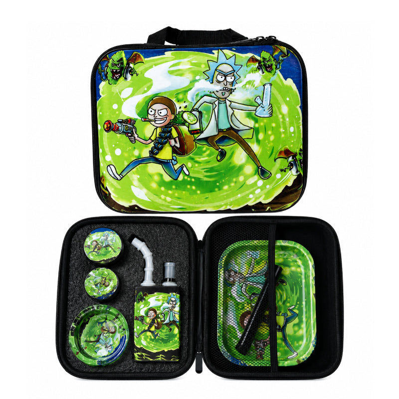 Zipper Set Smoking Rick&Morty with Ashtray, Grinder, Tray, Bong and Containers Gift Set SS-0010