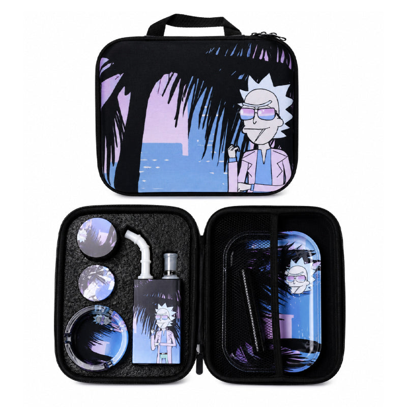 Zipper Set Smoking Rick&Mort with Ashtray, Grinder, Tray, Bong and Containers Gift Set SS-0010