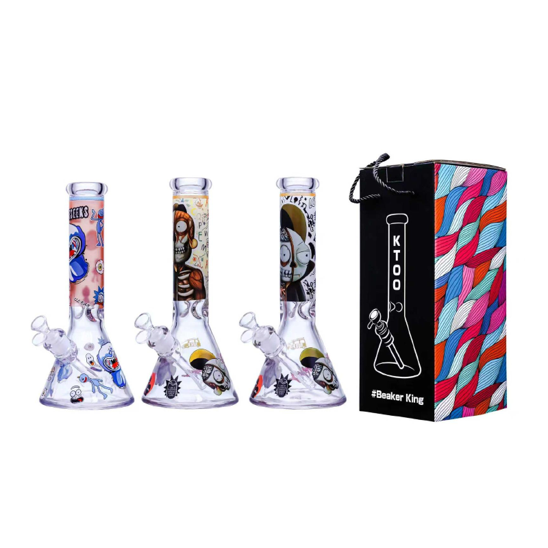 Glass Beaker Bong Ricky & Morty 7mm – 10 Inches Assorted Colours