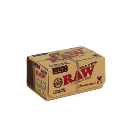 New RAW CLASSIC CONNOISSEUR 5m ROLL WITH 50 TIPS