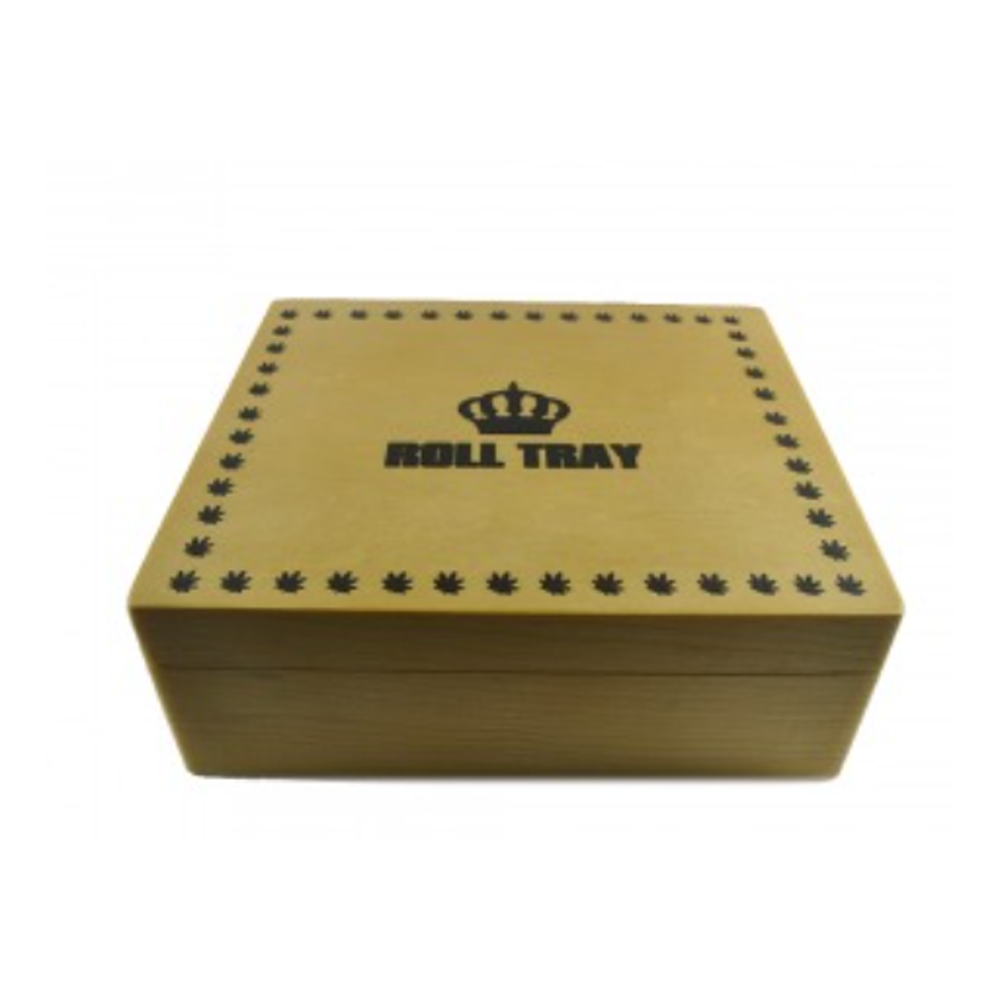 Roll Tray Wooden Box Large Size Brown