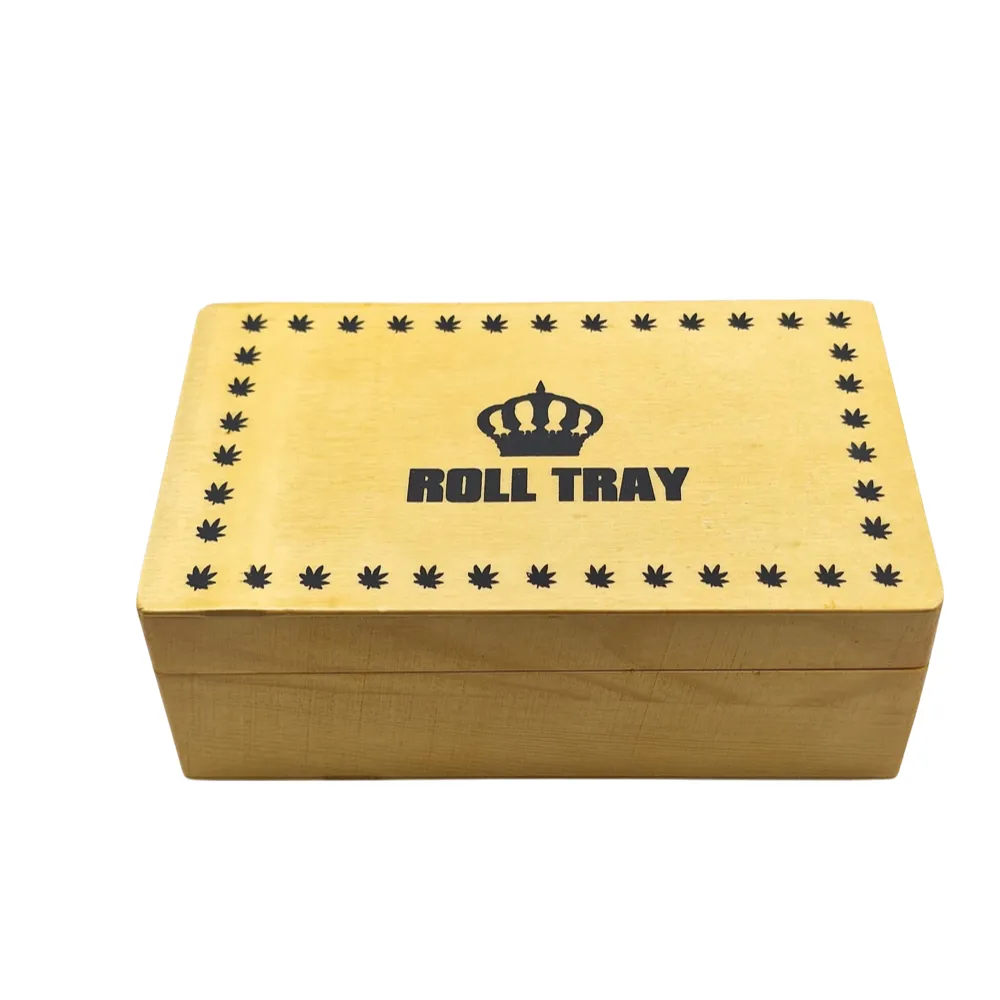 Roll Tray Wooden Box Medium Size Brown