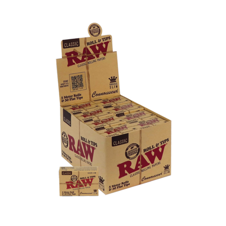 New RAW CLASSIC CONNOISSEUR 5m ROLL WITH 50 TIPS