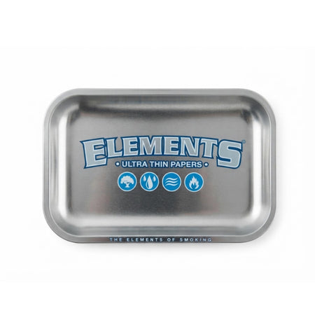 New Elements Ultra Thin Papers Silver Metal Rolling Tray – Premium Smoking Tray