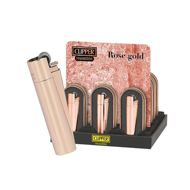 Clipper Metal Large Lighter & Case Rose Gold x 12 CM0S057UKX