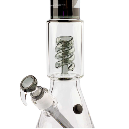 G-Rollz | Banksy's Graffiti 'Rude Copper' - Spiral Percolator Glass Beaker Large Black H:41cm