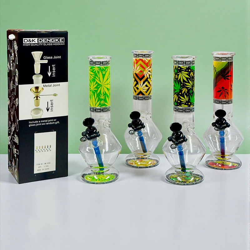 D&K 9mm 30cm Leaf Print Glass Bong SM-3281