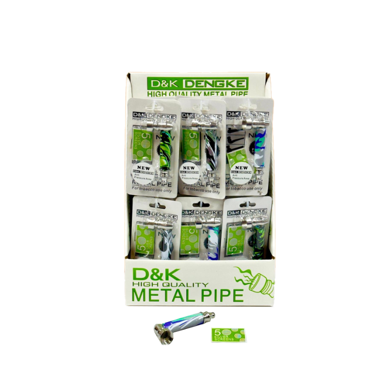 D&K 10cm Metal Glass Pipe & Silver Screen Printed Design SM-3291 x 24
