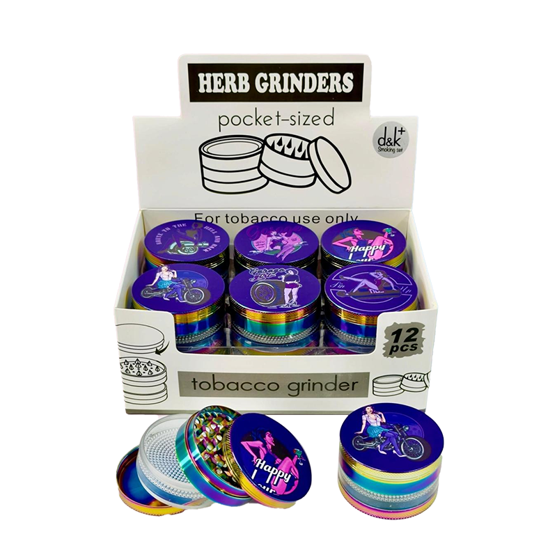 D&K 60mm 4 Part Herb Metal Grinder 12 Pack