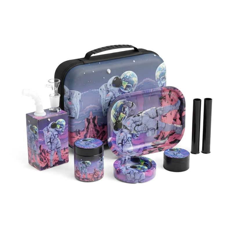 Zipper Set Cosmic Bliss with Ashtray, Grinder, Tray, Bong and Containers Gift Set SS-0010