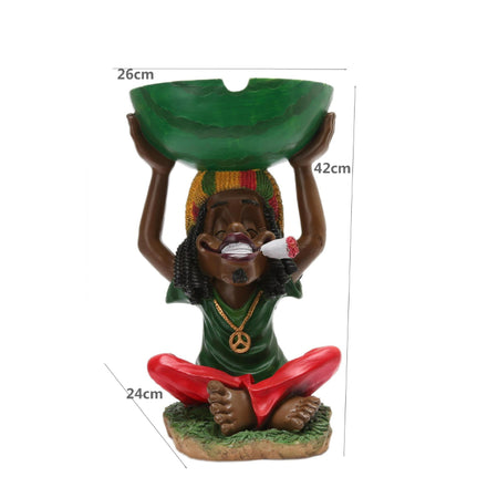 XL JUMBO Jamaican Man Rasta Ceramic Big Ashtray 26cm x 24cm x 42cm SS-0049-B