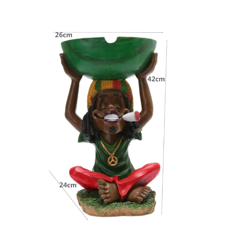 XL JUMBO Jamaican Man Rasta Ceramic Big Ashtray 26cm x 24cm x 42cm SS-0049-B