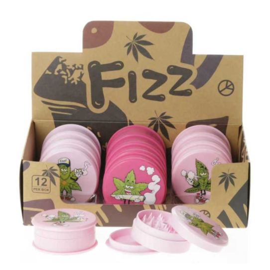 Fizz Mix Colour/Design Plastic Pink Leaf Grinder 12 piece SS-0210
