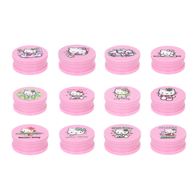 Pink Printed Acrylic Grinder – Assorted Cartoon Designs, 42mm, 12 Pieces per Box SS-0257. C