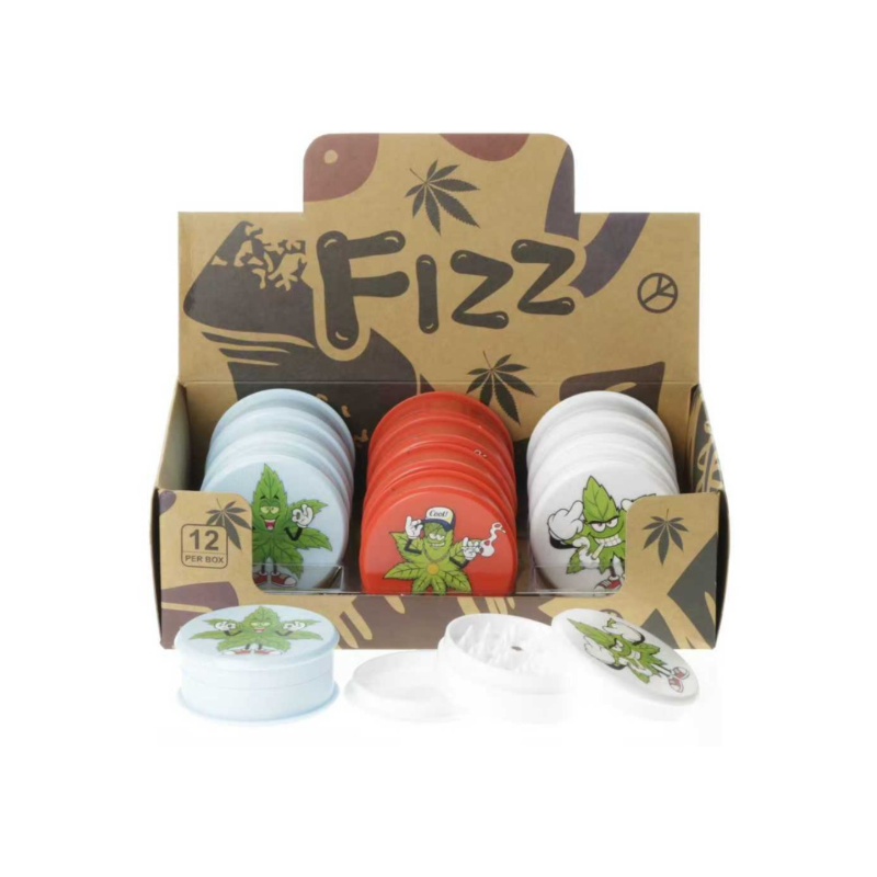 Fizz Mix Colour/Design Cannabud Plastic Design Grinder 12 piece SS-0258