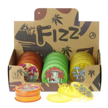 Fizz Mix Colour/Design Mushroom Printed Grinder 12 piece SS-0289