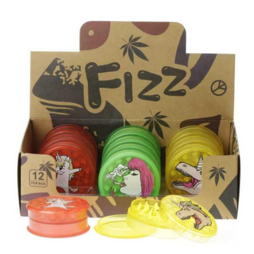 Fizz Mix Colour/Design Printed Unicorn Plastic Grinder 12 piece SS-0296
