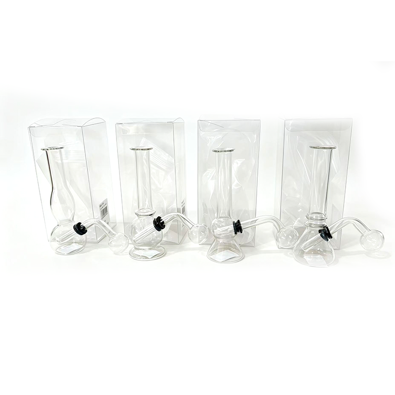 5 Inch Clear Glass Mini Bubbler Bong – Compact Water Pipe Assorted Design SS-0894 x 1