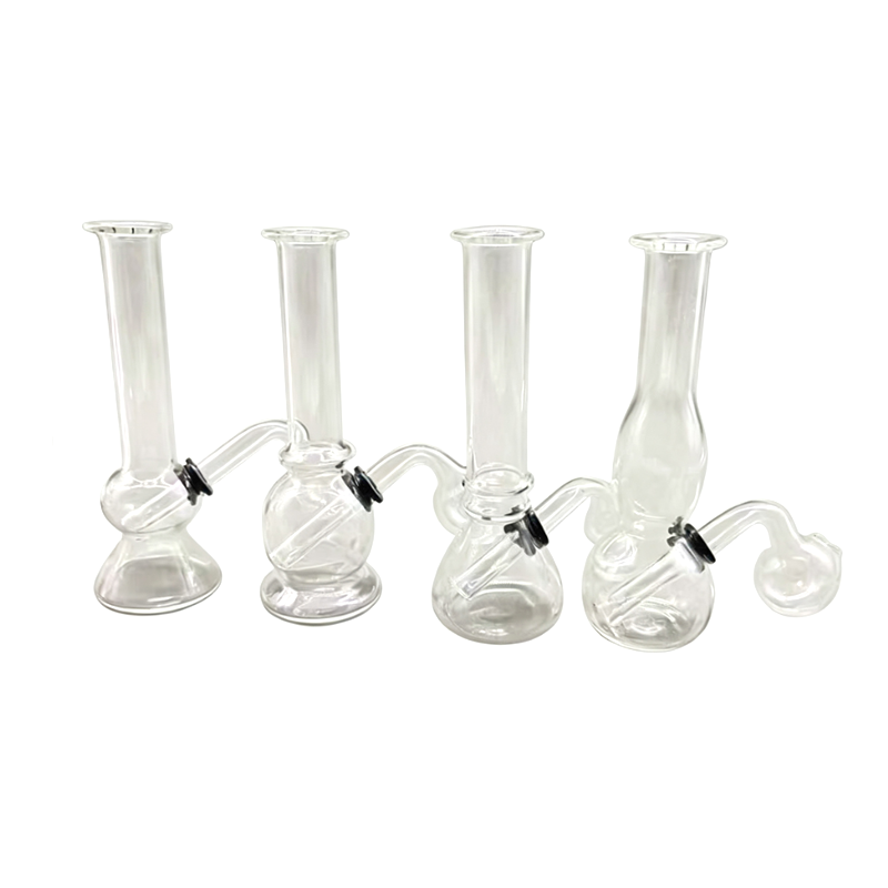 5 Inch Clear Glass Mini Bubbler Bong – Compact Water Pipe Assorted Design SS-0894 x 1