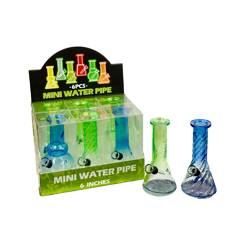 Mini Glass Bong Gradient Assorted Design 6inch x 6 SS-1348