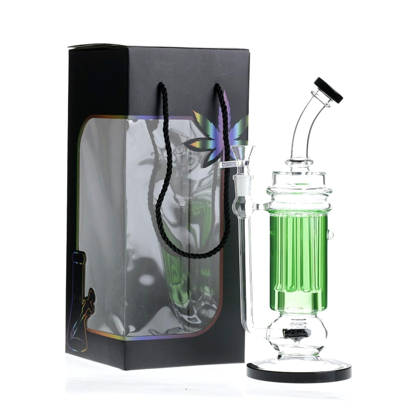 Premium 10.5" Freezable Glycerin Bubbler Water Pipe with Perc Green SS-1512