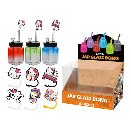 Jar Glass Bong Kitty Assorted Design 6inch x 6 SS-1601