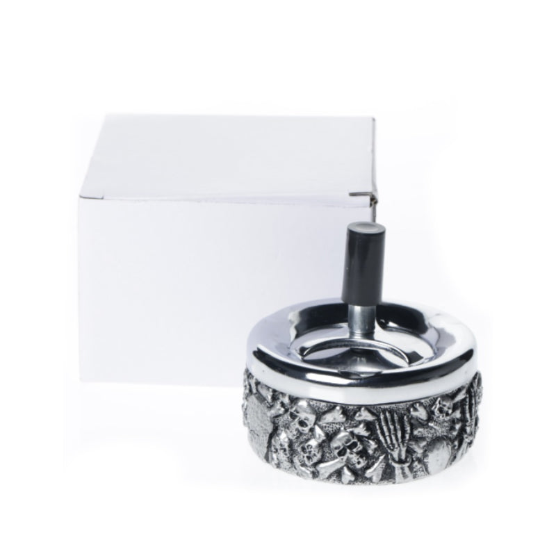 Spinning Ashtray Skull Design Rotating Smokeless Push Down 9.5cm SS-1605