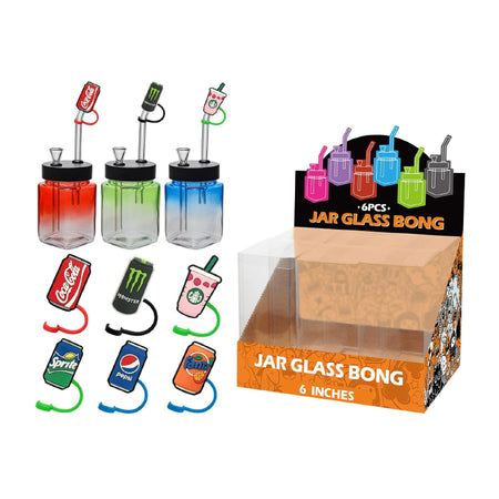Jar Glass Bong Drinks Assorted Design 6inch x 6 SS-1649