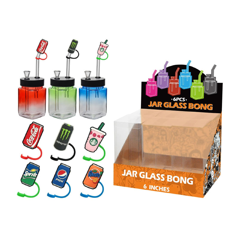 Jar Glass Bong Drinks Assorted Design 6inch x 6 SS-1649