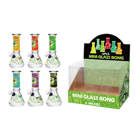 Mini Glass Bong Rick R&M Assorted Design 6inch x 6 SS-1652