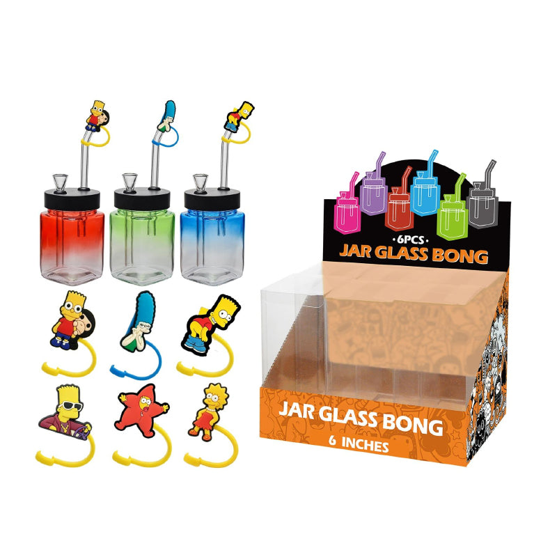 Jar Glass Bong Simp-sons Assorted Design 6inch x 6 SS-1656