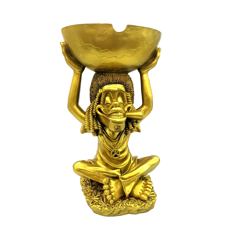 Exclusive JUMBO XL Gold Resin Ashtray – Creative Figurine Cigar & Cigarette Ash Holder SS-1676