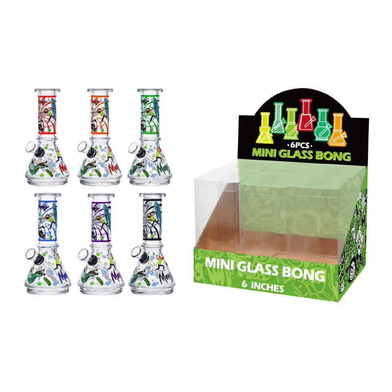 Mini Glass Bong Rick Print Assorted Design 6inch x 6 SS-1676
