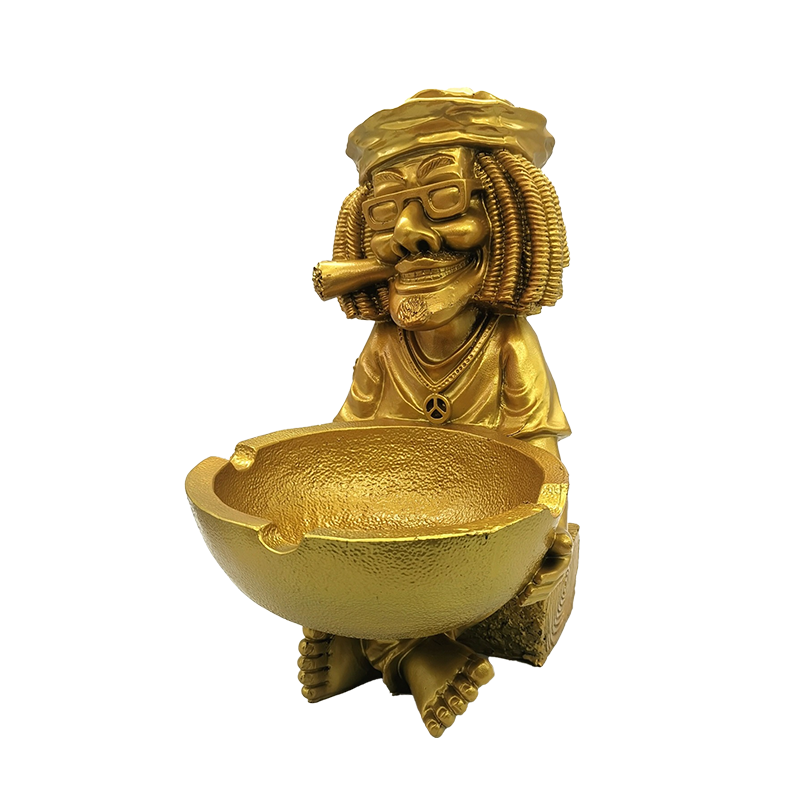 JUMBO XL Gold Resin Ashtray – Creative Figurine Cigar & Cigarette Ash Holder SS-1683