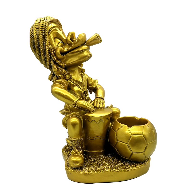 JUMBO XL Gold Resin Ashtray – Creative Figurine Cigar & Cigarette Ash Holder SS-1690