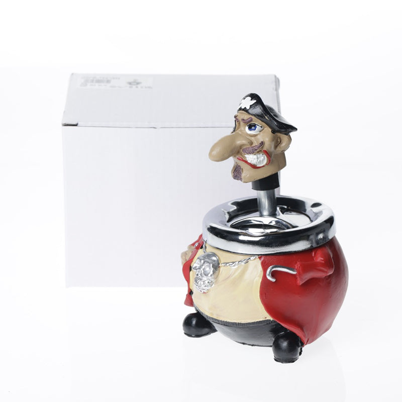 Spinning Ashtray pirate Design Rotating Smokeless Push Down 8cm SS-1803