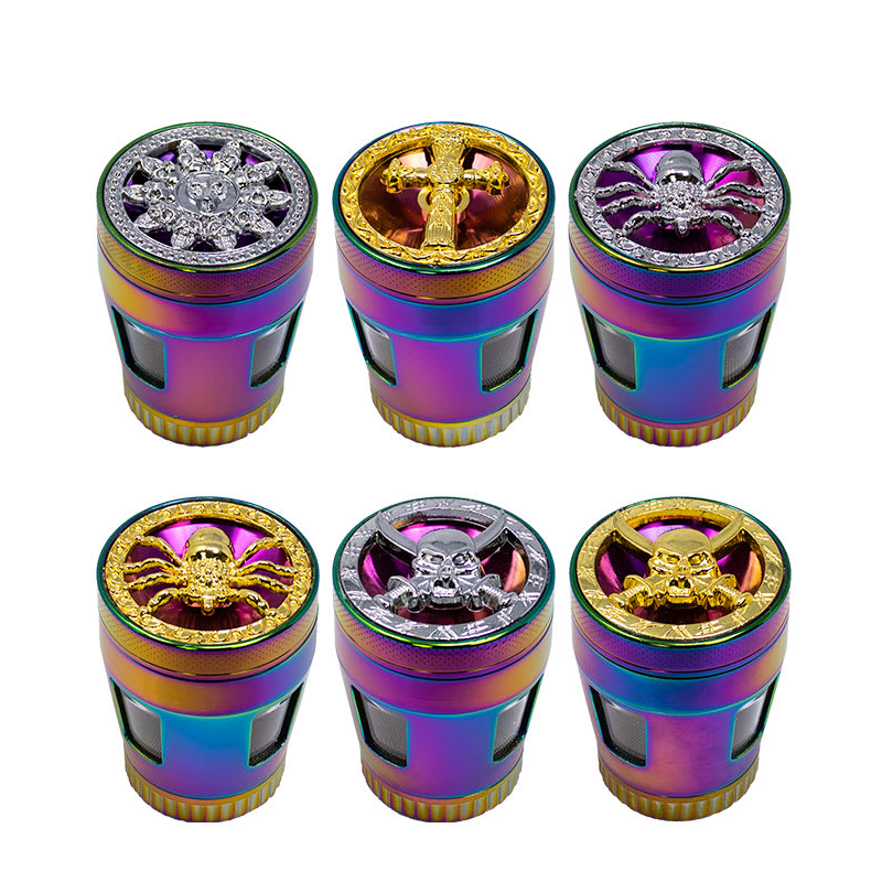 Metal Assorted Rainbow Aluminium 4-Stage Herb Grinders – Display of 6 SS-2262
