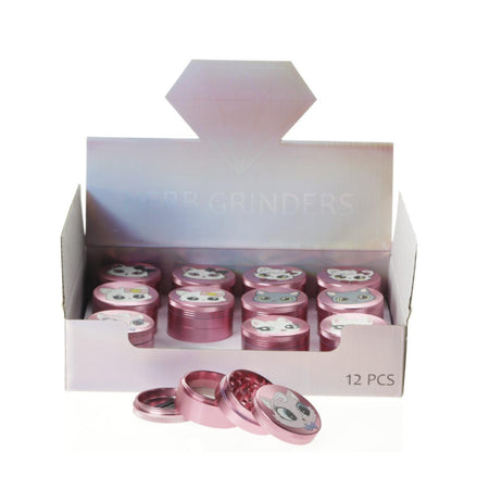 63mm Pink Cartoon Cat Metal Grinder – Assorted Cute Animal Designs 12 Pack SS-2529