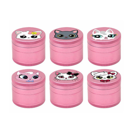 63mm Pink Cartoon Cat Metal Grinder – Assorted Cute Animal Designs 12 Pack SS-2529