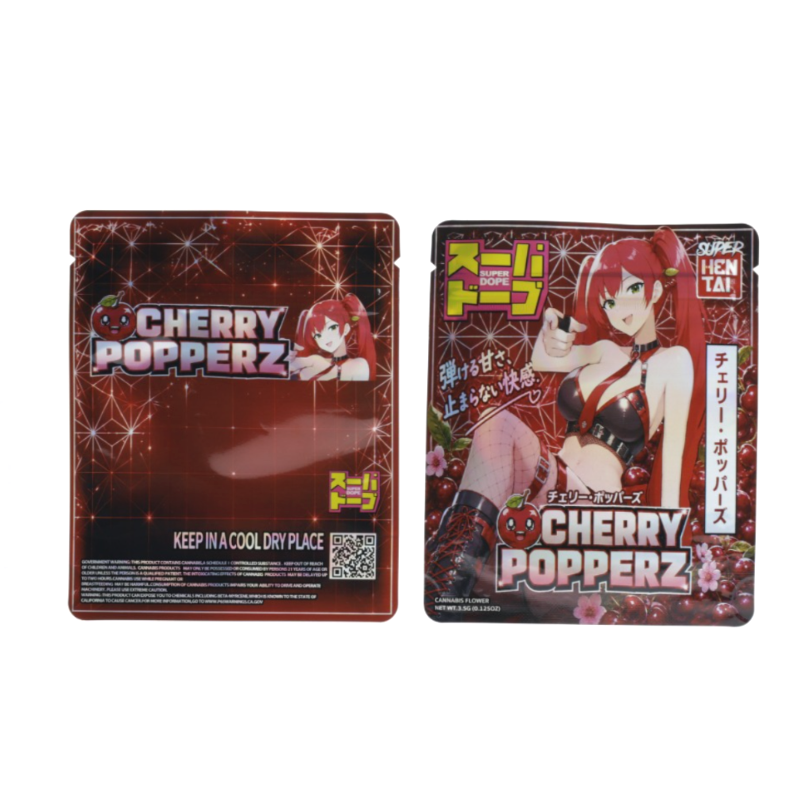 Premium Cali Pack 3.5g – CHERRY POPPERZ Smell-Proof Mylar Storage Bag (100pack) SS-2552