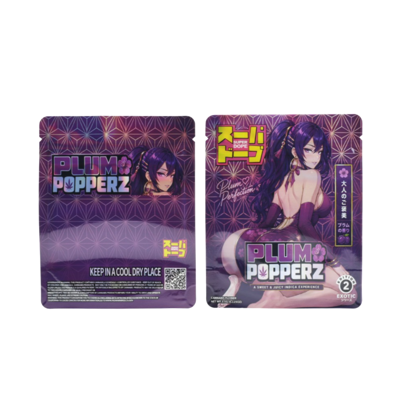 Premium Cali Pack 3.5g – PLUM POPPERZ Smell-Proof Mylar Storage Bag (100pack) SS-2552