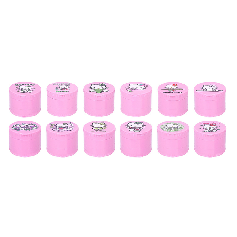 Pink Hello Kitty Style 3-Layer 60mm Herb Grinder – 12 PCS Display Box SS-3157 G