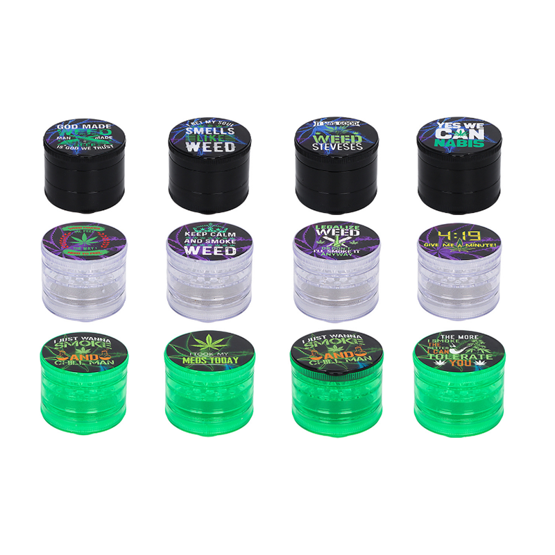 Weed Humor 60mm 4-Part Acrylic Grinder with Storage Compartment – 12 PCS Display Box SS-3195 K
