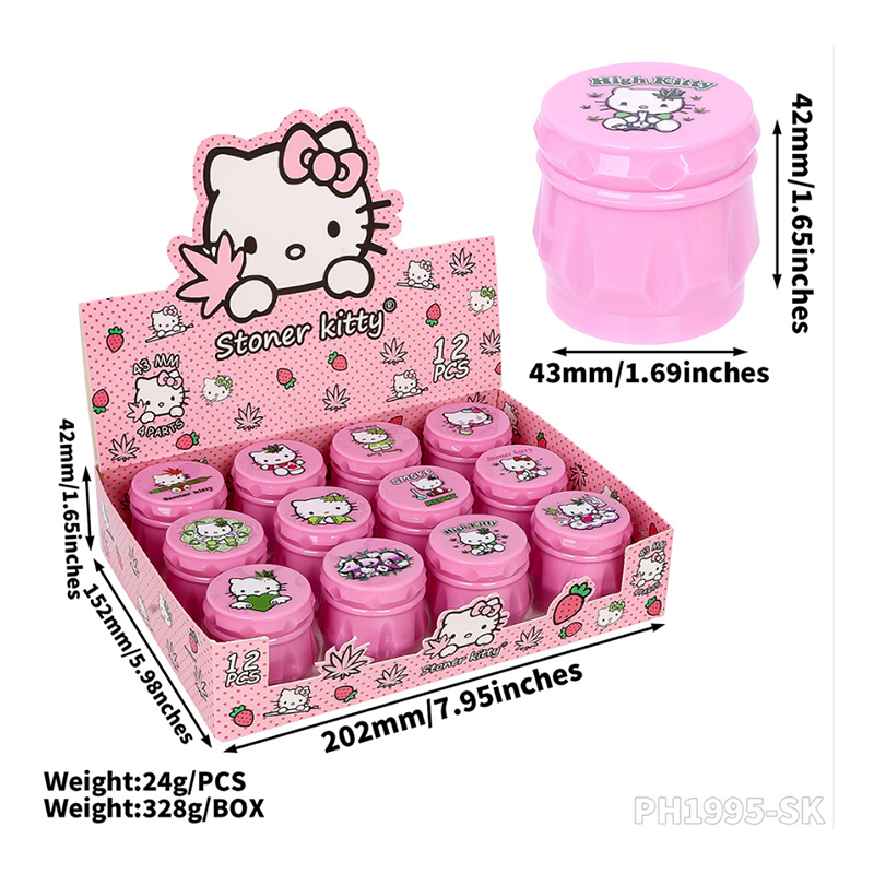 Stoner Kitty 43mm 4-Part Grinder – Pink Edition, 12 PCS Display Box SS-3218 M