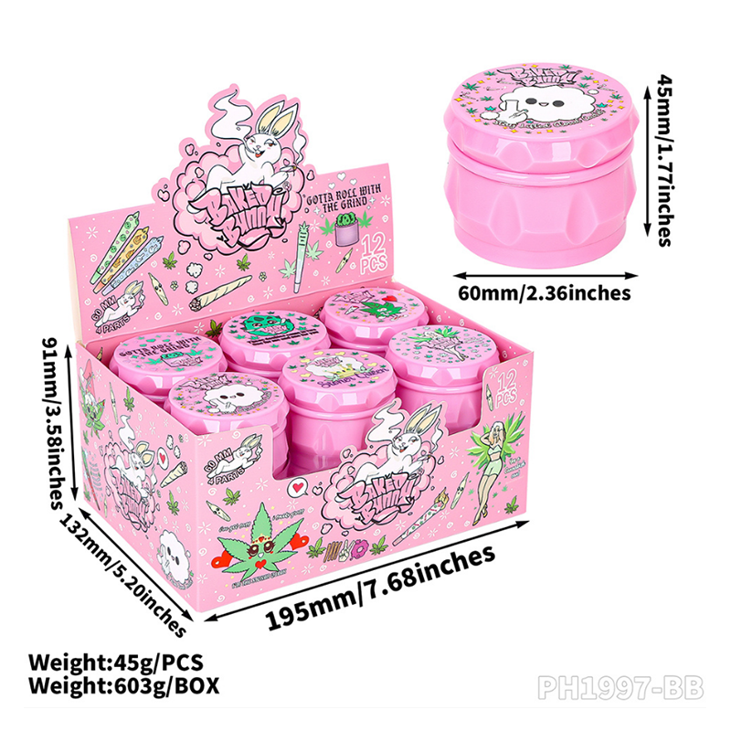Baked Bunny 60mm 4-Part Grinder – Pink Edition, 12 PCS Display Box SS-3270 S