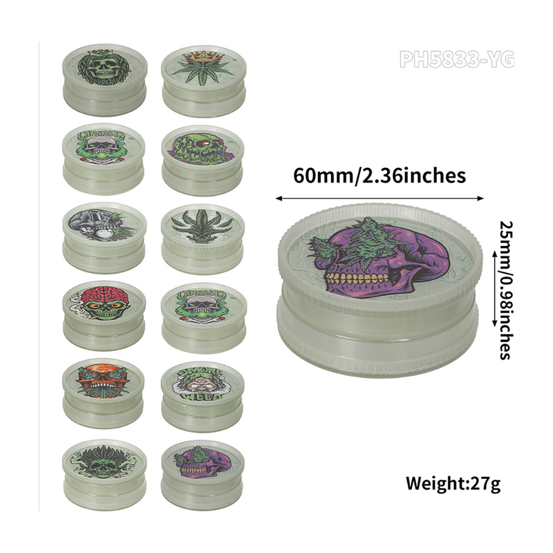 Sugar Skull 4-Part Grinder – Green Design, 12 Piece Display Box SS-3324 X