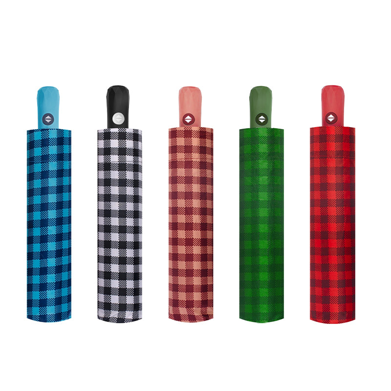 Open/Close Auto Folding Umbrella with classic check Design – SS-3368