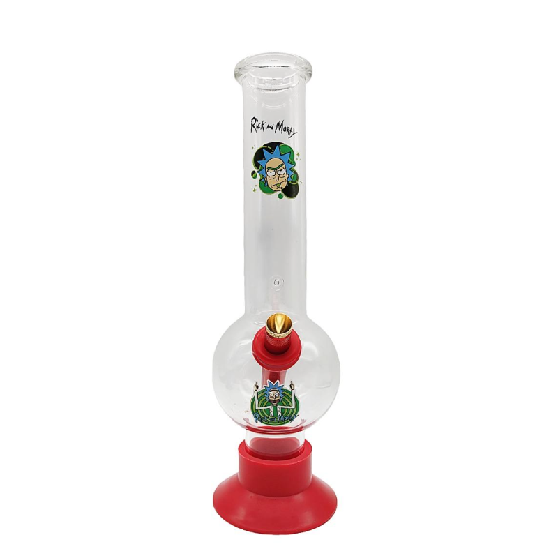Rick Bong | Rick and Morty Curved Glass Bong Red 20cm SS-3502